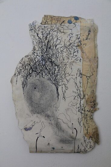 מרחפים מעופפים פחם, עט וצבע שמן 19X30 Eden Kalifa Cohen- Merahafim meofefim. JPG