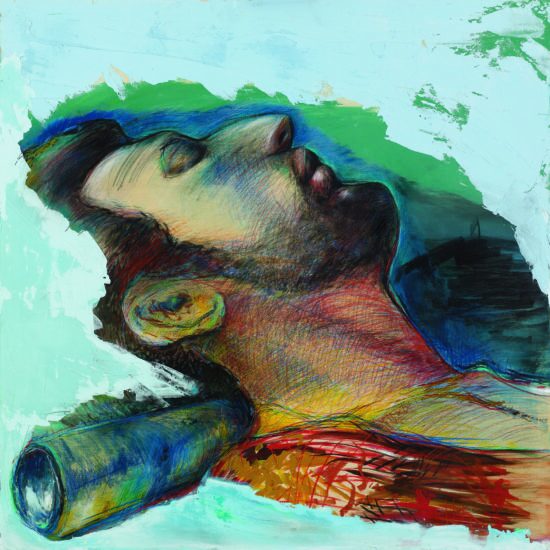 שי עבאדי, אבינדב, 2016, טכניקה מעורבת על עץ לבוד, 100X100סמ